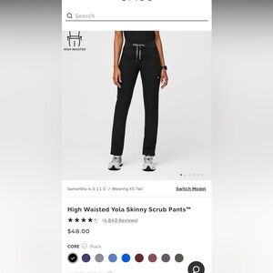 Figs High Waisted Scrub Pants Black L